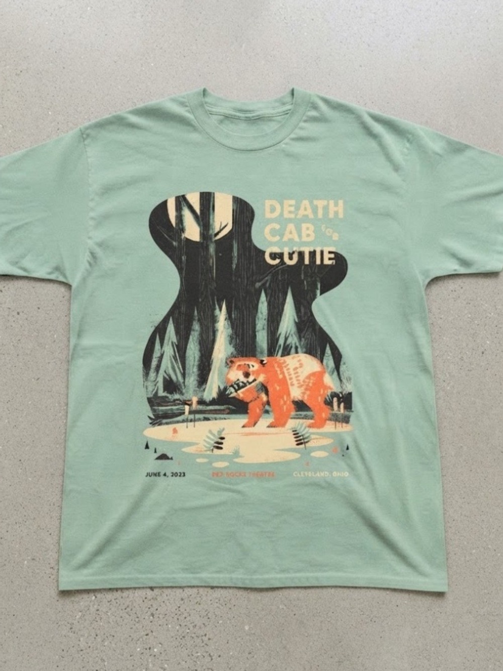 Death Cab for Cutie Bear Green Gildan T-Shirt